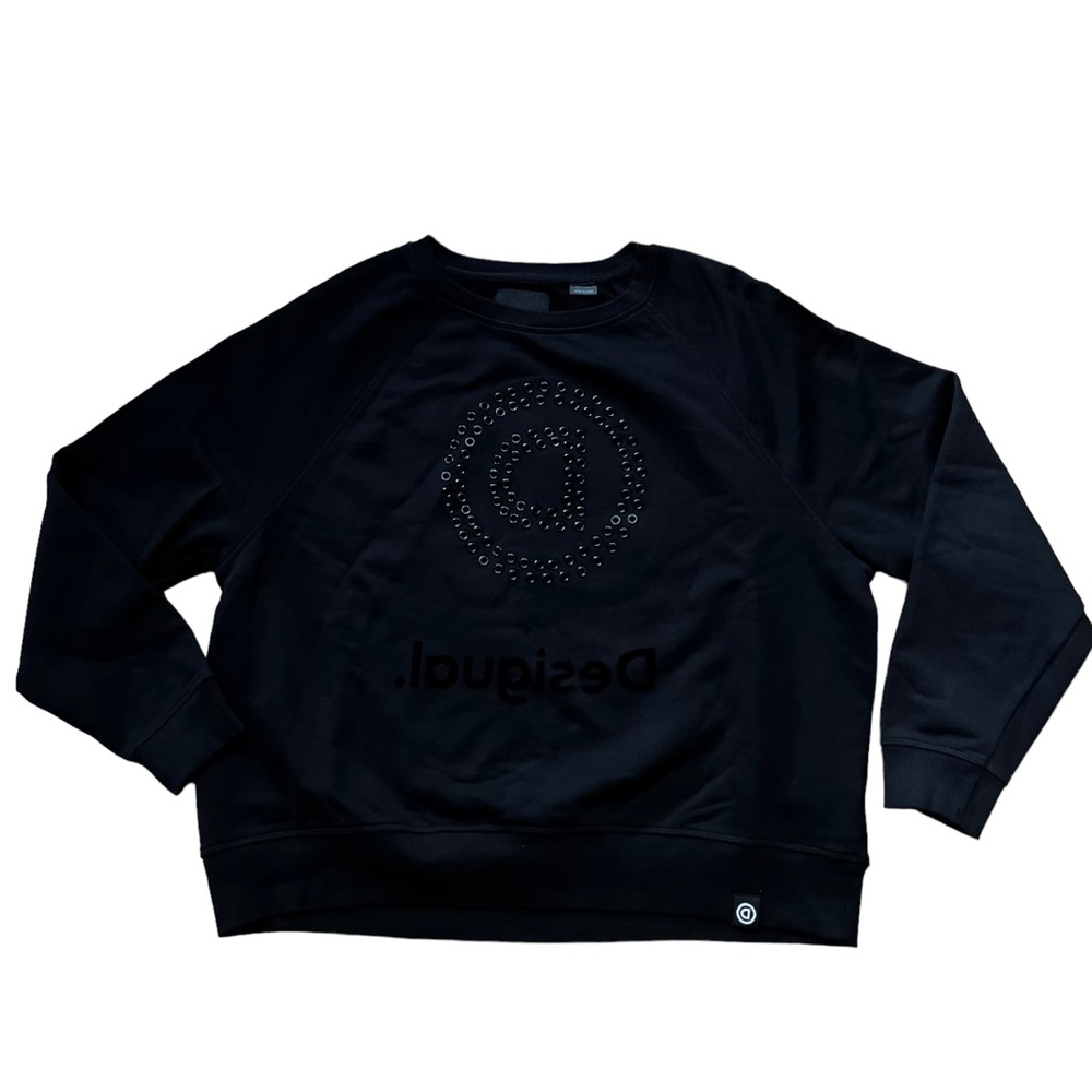 DESIGUAL Love Yourself Love Others Love the World Black Sweatshirt Sweater